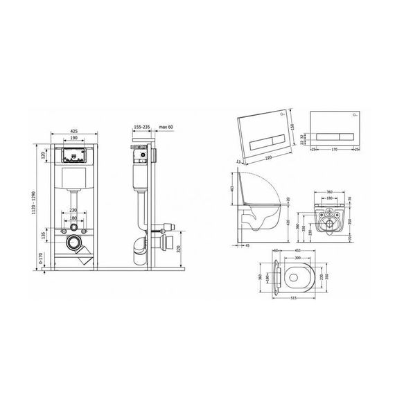 Готовое решение Qtap для ванной комнаты: подвесной унитаз Taurus Ultra Quiet 515×360×350 + комплект инсталляции Nest 4 в 1 | Зображення 1