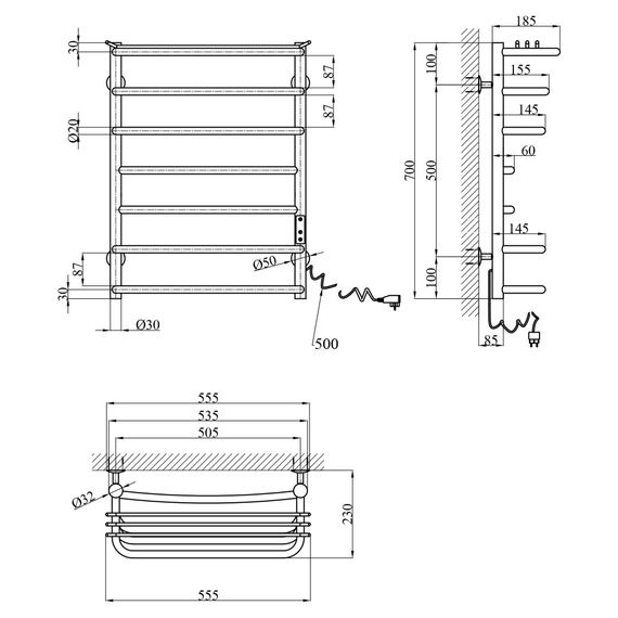 Сушарка для рушників електрична Kroner KRP Stern ER700x500-7 (CV036329) | Зображення 5