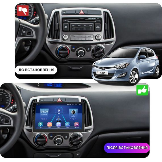 Штатная магнитола 9" Lesko для Hyundai i20 I Рестайлинг 2012-2014 Top 4/32 4G WiFi GPS Хюндай | Зображення 2