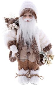 Інтерєрна новорічна фігурка Santa з дзвіночками 30см бежевий з коричневим