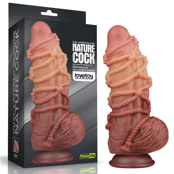 Фалоімітатор - Dual-Layered Silicone Cock With Rope 9.5" Flesh Sex Aura