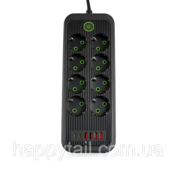 Мережевий фільтр-подовжувач 8 розеток 4xUSB-A 2xUSB-C 5м чорний HP-5-56