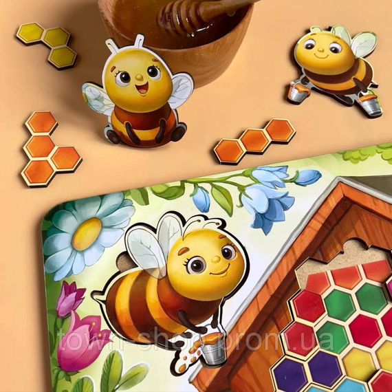 Деревянный пазл-вкладыш "Веселые пчелки" Ubumblebees (ПСД165) PSD165 | Зображення 4