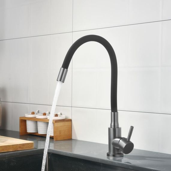 Змішувач для кухні Lidz Aria 015F3 (k35) з гнучким виливом LDARI015F3BGRP49564 Graphite/Black | Зображення 8