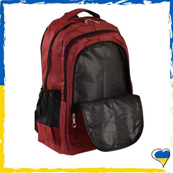Рюкзак бордовий універсальний, повсякденний, шкільний, вмісткий. Унісекс | Зображення 1