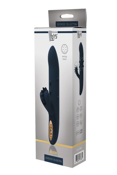 Вибратор с движущимися шариками Dream Тoys Goddess Collection ATHENA и вращающимся отростком, синий Sex Aura