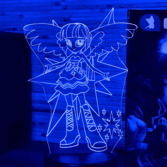 Акриловый светильник-ночник Девушки Эквестрия синий tty-n000961