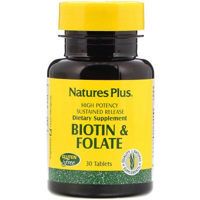 Витамин Natures Plus Биотин и Фолиевая кислота, Nature's Plus, 30 таблеток (NAP-01792) - Топ Продаж!