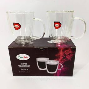 Прозрачная чашка с двойным дном, Чашка бонна с двойным стеклом, Двойные стеклянные чайные чашки UL-40