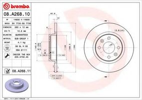 Диск гальмівний DACIA LOGAN, SANDERO, передн. (вир-во BREMBO) BREMBO 08A26810 на DACIA LOGAN (LS_)