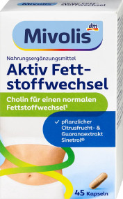Растительные капсулы для похудения активного метаболизма и жиросжигания жиров от Mivolis, 45 шт., Германия