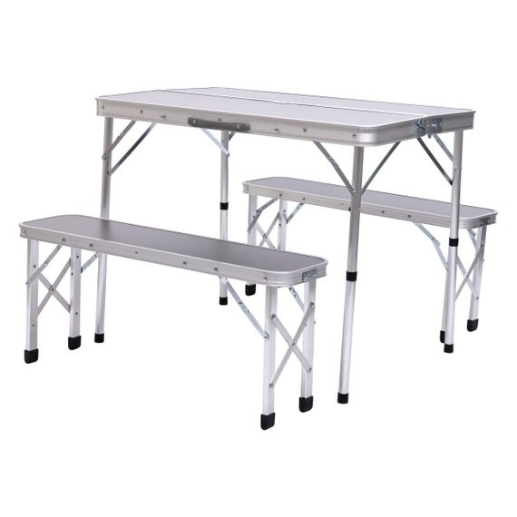 Комплект туристичний стіл + 2 лавки складні меблі Сірий Lugi JY-9060G | Зображення 2
