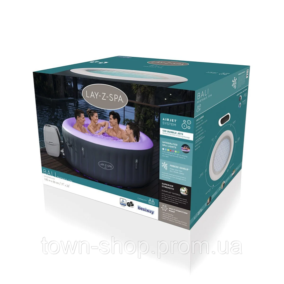Бассейн-джакузи Bestway 60009 (180-66 см), 669 л | Зображення 3