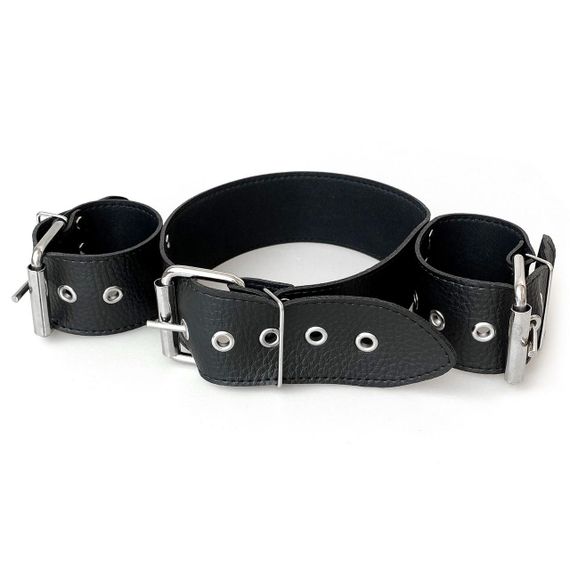Нашийник з наручниками із натуральної шкіри Art of Sex - Bondage Collar with Handcuffs | Зображення 3