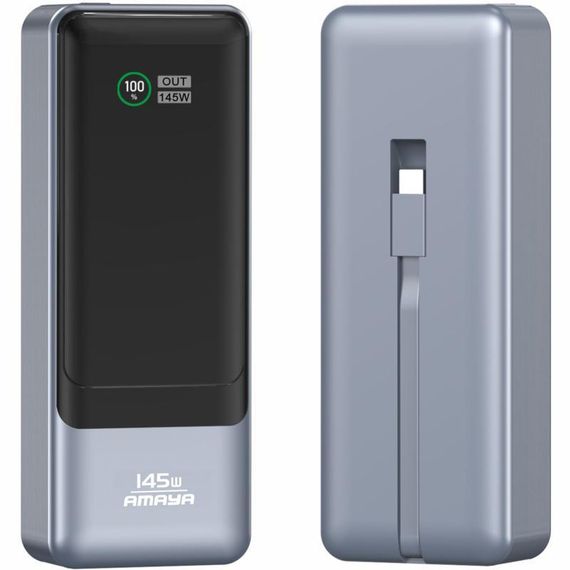 Портативний ЗП Power Bank Amaya FD23 145W with display and cable 20000 mAh Gray | Зображення 1