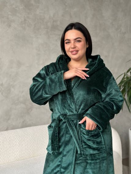 Теплий жіночий зелений халат PLUS SIZE | Зображення 4