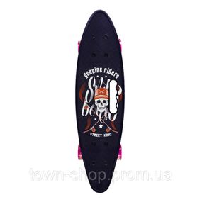 Пенни борд "Skull" 24" Bambi SC20520 с ручкой, PU колеса со светом