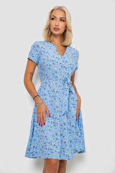 Платье софт с принтом, цвет голубой, 230R0032 | Зображення 1