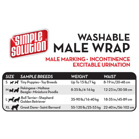 Багаторазовий памперс для собак Simple Solution Washable Male Wrap Large, розмір L | Зображення 2
