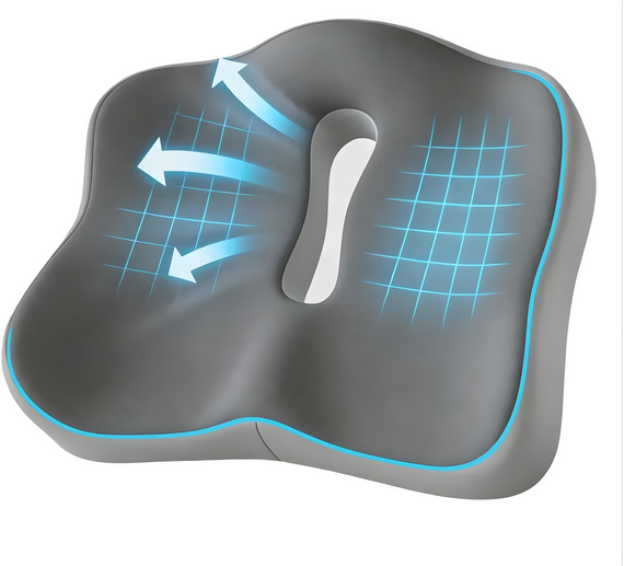 Подушка для сидіння з ефектом пам'яті 3D Memory Foam світло-сіра 34 х 40 см | Зображення 1