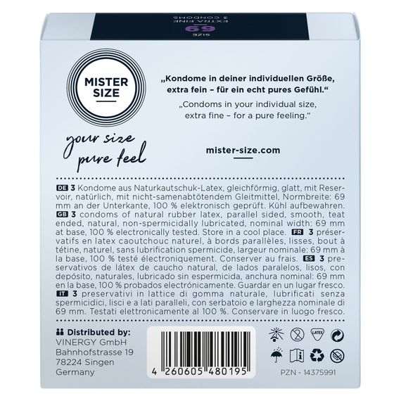 Розпродаж!!! Презервативи Mister Size - pure feel - 69 (3 condoms) (термін 04.2026) | Зображення 2
