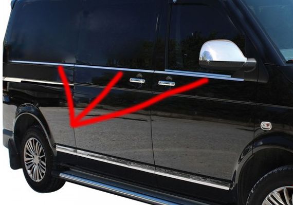 Нижня окантовка вікон (6 частин, нерж) Коротка база для Volkswagen T5 Transporter 2003-2010 рр