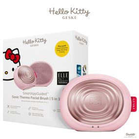 Електронна ультразвукова термощітка для обличчя GESKE Sonic Thermo Facial Brush 5в1 by Hello Kitty pink