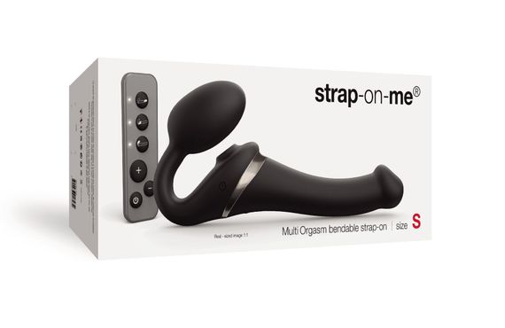 Безремінний вібрострапон з вакуумною стимуляцією Strap-On-Me MULTI ORGASM Black S, регульований | Зображення 7