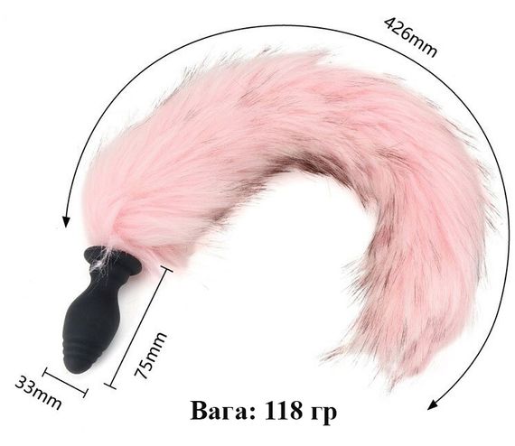 Анальна пробка, що вібрує, з лисячим хвостом рожевого кольору (розмір M, USB) | Зображення 3