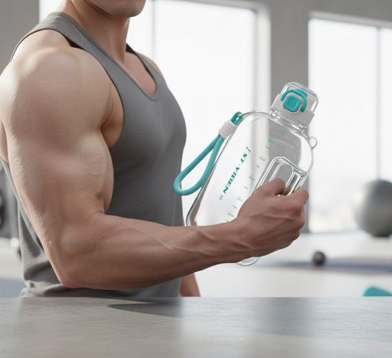 Спортивная бутылка ST-YIBEN (750 мл) - Эко-пластик BPA-free, Белая с бирюзовыми акцентами | Зображення 7