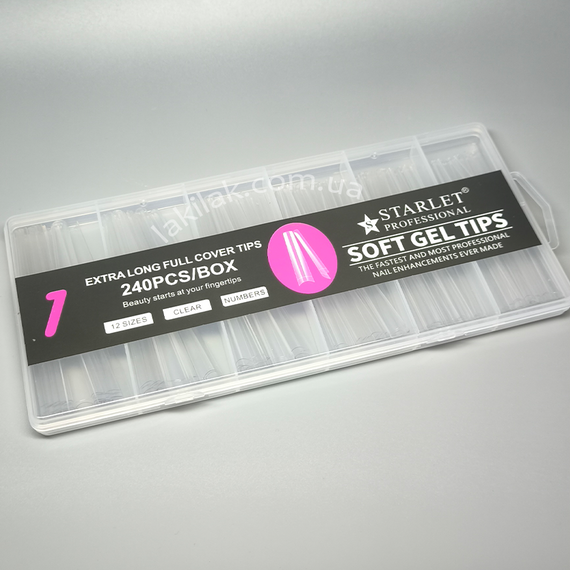 Гелевые типсы для наращивания длинная балерина 24шт | Зображення 1
