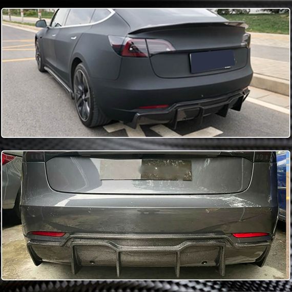 Задний диффузор V2 (2016-2023, Карбон) для Tesla Model 3 2017- гг | Зображення 2