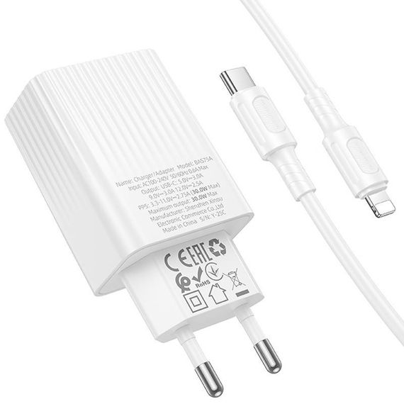 МЗП Borofone BAS75A Source PD30W (1USB-C) + кабель Type-C to Lightning White | Зображення 3