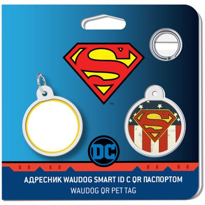 Адресник для животных WAUDOG Smart ID с QR паспортом "Супермен Америка", круг 25 мм (0625-1010ru-eng) | Зображення 3