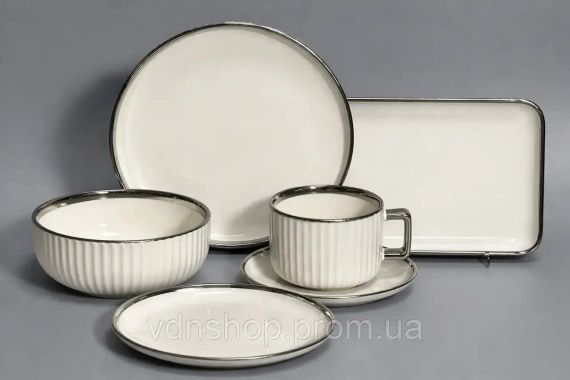 Столовий сервіз на 6 персон 32 предмети RG6803 Silver | Зображення 2