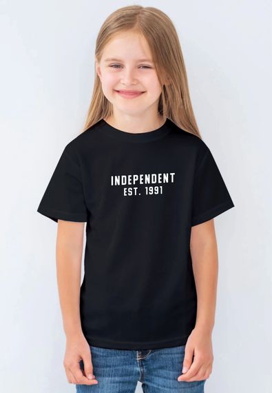 Футболка для дівчат чорна з принтом "Independent", 128