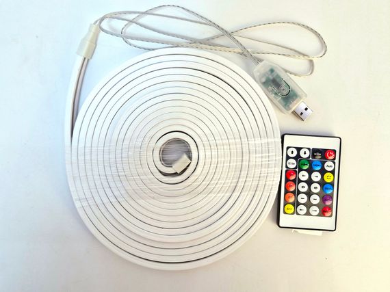 Світлодіодна неонова стрічка від повербанку LED 5 вольт 5 метрів USB З керуванням зі смартфона і пульта | Зображення 8