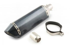 Глушник тюнінг  мото 460 * 130mm нержавейка три-овал карбон світлий прямоток