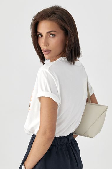 Бавовняна футболка з вишнями - білий цвет, L (є розміри) | Зображення 1