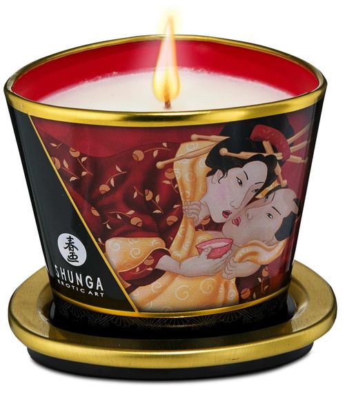 Масажна свічка Shunga Massage Candle Strawberry з ароматом полуниці, 170 мл