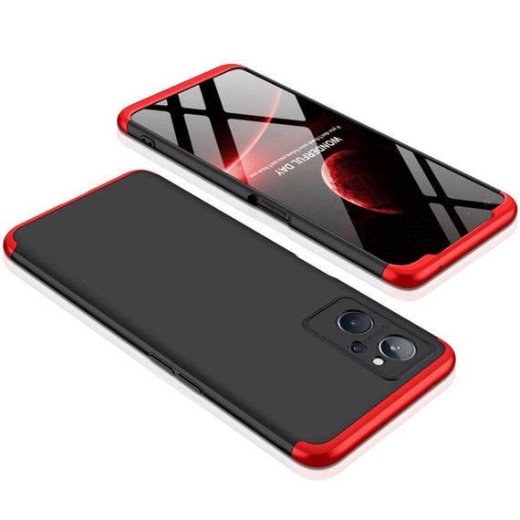 Чохол GKK 360 градусів для Oppo A76 / Realme 9i колір Чорно-Червоний | Зображення 1