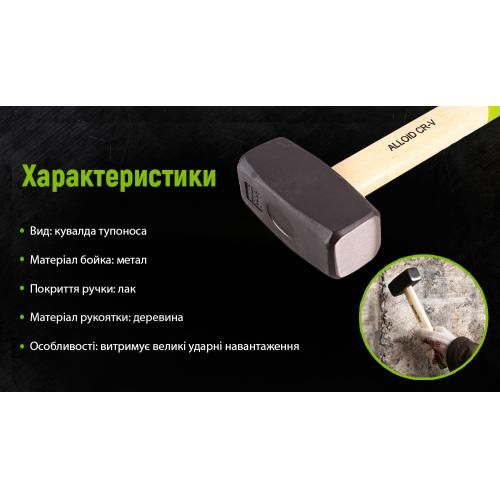 Кувалда, ручка з деревини 1000г (SH-101000W) Alloid | Зображення 3