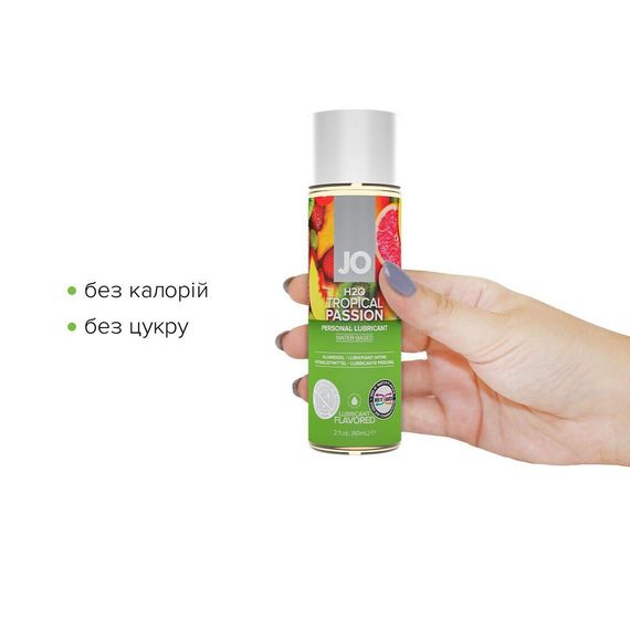 Змазка на водній основі System JO H2O — Tropical Passion (60 мл) без цукру, рослинний гліцерин | Зображення 1