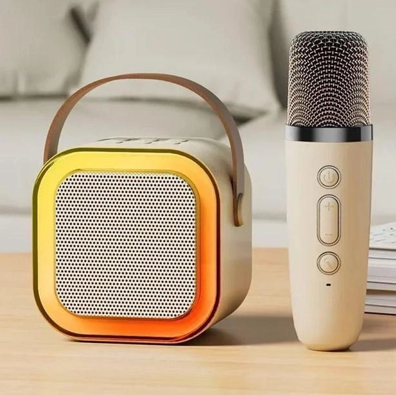 Караоке Светодиодный беспроводной на 2 Микрофона, аудио микрофон детское караоке SPEAKER K12 | Зображення 4