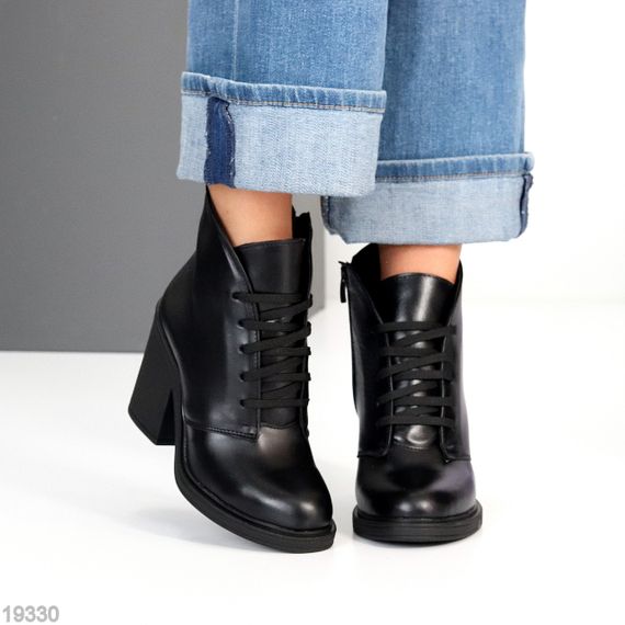 Шикарные кожаные зимние ботильоны на среднем устойчивом каблуке | Зображення 2