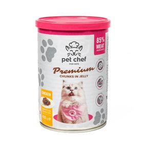 Корм влажный для взрослых котов Pet Chef, кусочки в желе с курицей 415 г