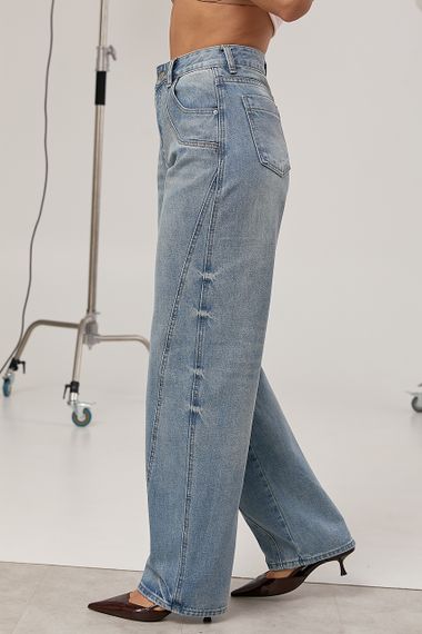 Джинси Baggy з декоративними швами - блакитний цвет, M (є розміри) | Зображення 4