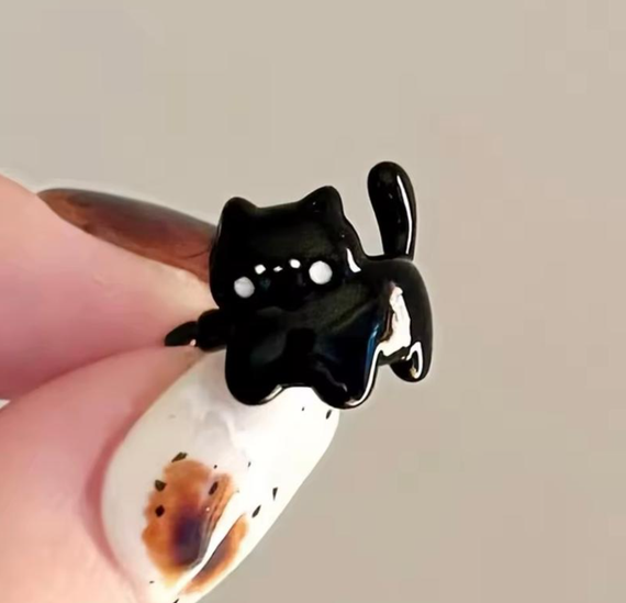 Каффа з чорним котиком, каффа чорний котик, сережки з котиком, кафа з котиком, кафа котик, моно сережка, сережка котик
