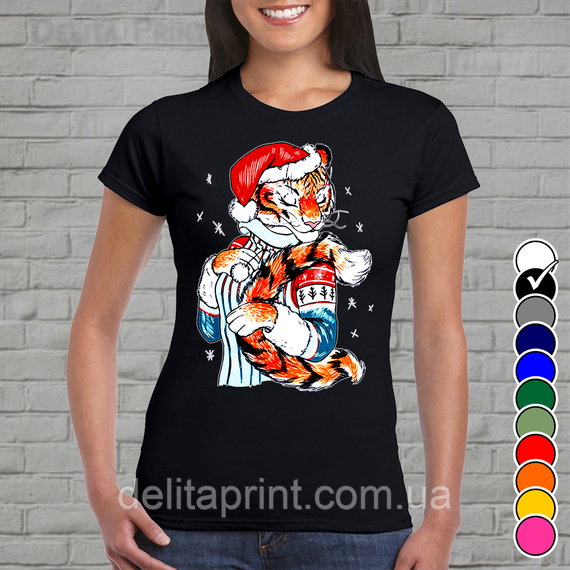 Футболка з новорічним принтом "Круті НГ Тигриця" Family Look Новий Рік