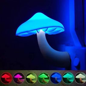 Ночник-світильник Гриб із датчиком світла в розетку Блакитний